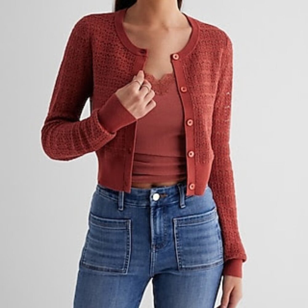 Express Sheer Stitched Cardigan